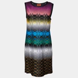 Pre Owned Missoni Multicolor Patterned Knit Sleeveless Shift Dress M