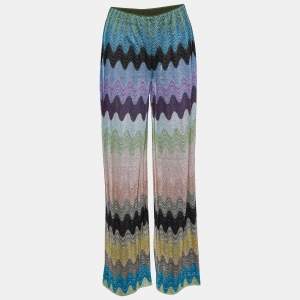 Missoni Multicolor Patterned Lurex Knit Straight Leg Pants S