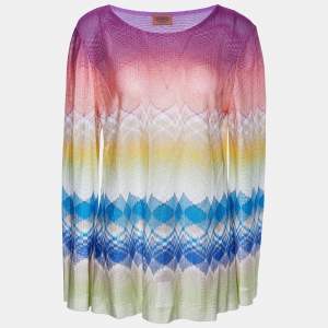 Missoni Multicolor Patterned Knit Long Sleeve Top XL