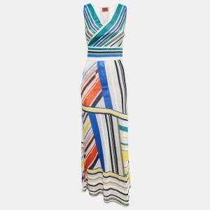 Missoni Multicolor Knit Sleeveless Wrap Effect Maxi Dress S