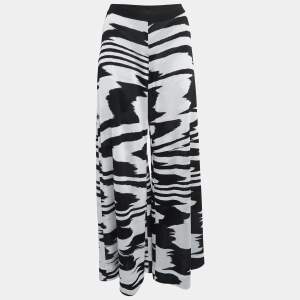 Missoni White/ Black Abstract Pattern Knit Wide Leg Pants M
