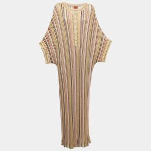 Missoni Multicolor Lurex Knit Kaftan Maxi Dress M