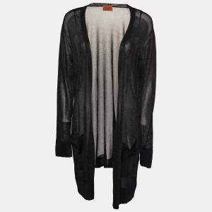 Pre Owned Missoni Black Lurex Knit Open Front Shrug M