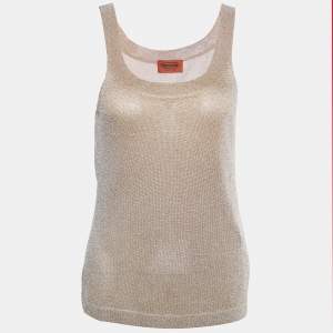 Pre Owned Missoni Gold Lurex Knit Tank Top M