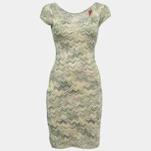 Pre Owned Missoni Multicolor Patterned Lurex Knit Cap Sleeve Short Dress S