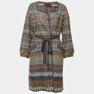 Missoni Multicolor Patterned Knit Belted Long Cardigan M