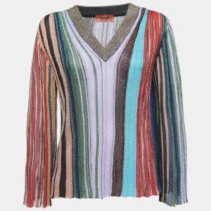 Missoni Multicolor Striped Lurex Knit Long Sleeve Top XL