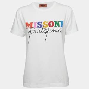 Pre Owned Missoni White Jersey Portofino Print T-Shirt XS