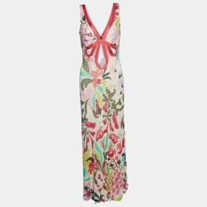 Pre Owned Missoni Multicolor Printed Patterned Knit Sleeveless Maxi Dress M
