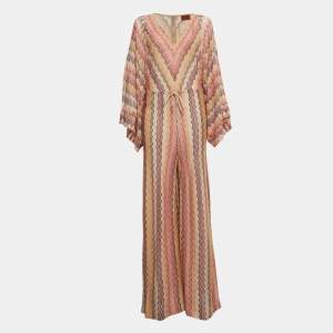 Missoni Multicolor Patterned Lurex Knit Drawstring Jumpsuit S
