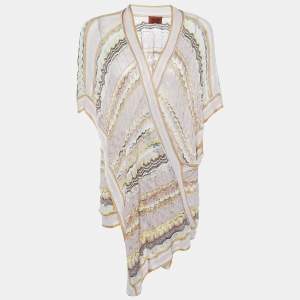 Pre Owned Missoni Multicolor Patterned Knit Wrap Effect Top S