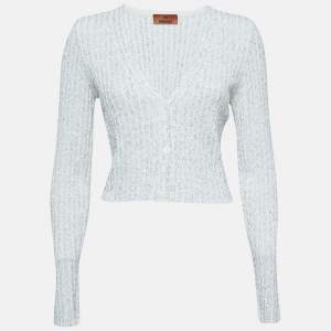 Missoni White Sequined Knit Cardigan IT 46
