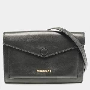 Missoni Black Leather Mini Envelope Shoulder Bag