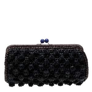 Missoni Black Crochet Straw Clutch