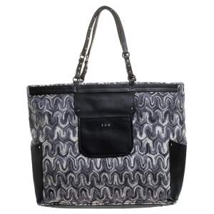 Missoni Grey/Back Fabric and Leather Shopper Tote