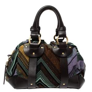 Missoni Multicolor Lamé Fabric and Leather Zipped Satchel