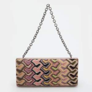 Missoni Multicolor Fabric and Satin Frame Chain Clutch