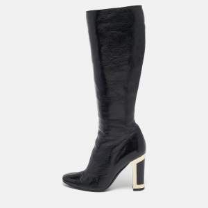 Pre Owned Missoni Black Patent Leather Calf Length Boots Size 39