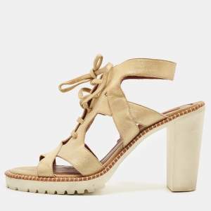 Missoni Gold Leather Ankle Strap Sandals Size 40