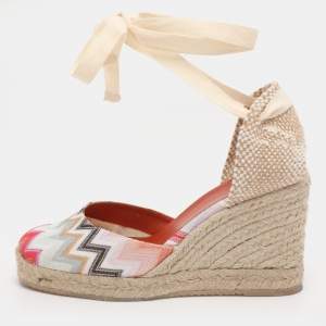 Pre Owned Missoni Multicolor Fabric Eva Wave Espadrilles Wedge Sandals Size 38