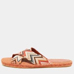 Pre Owned Missoni Harlow Wave Size 40 Multicolor Fabric Flat Sandals