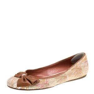 Missoni Multicolor Woven Fabric Bow Detail Ballet Flats Size 38.5