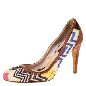 Missoni Multicolor Patterned Knit Fabric Pumps Size 38