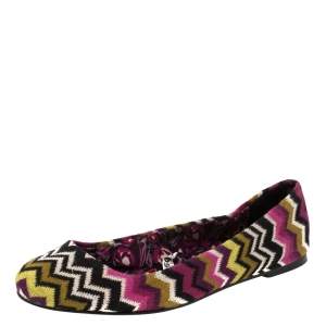 Pre Owned Missoni For Target Multicolor Chevron Knit Fabric Ballet Flats Size 40
