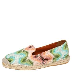 Pre Owned Missoni Multicolor Patterned Knit Fabric Espadrilles Flat Size 37