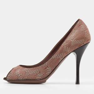 Missoni Dusty Pink Patterned Knit Fabric Peep Toe Pumps Size 39