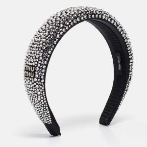 Miu Miu Black Rhinestone Embellished Duchess Headband
