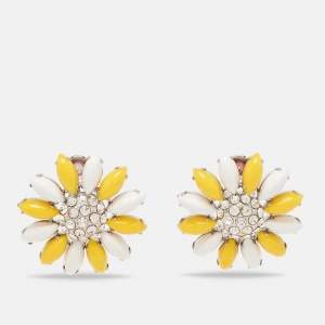 Miu Miu Composite Crystals Silver Tone Clip-On Earrings 