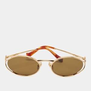 Miu Miu Gold/Brown SMU52Y Oval Sunglasses