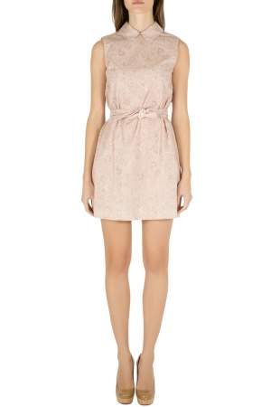 Miu Miu Cipria Pink Tela Paisley Print Cotton Belted Sleeveless Shift Dress S