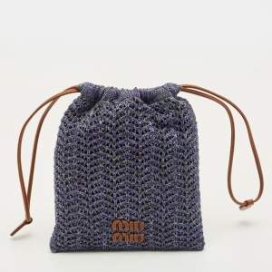 مملوكة مسبقًا Miu Miu Drawstring Purple/Brown Crochet Pouch 