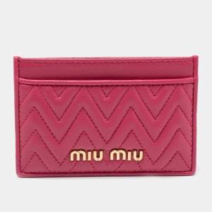 Miu Miu Pink Quilted Leather Card Holder 