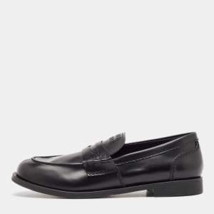 Miu Miu Black Leather Slip On Loafers Size 39
