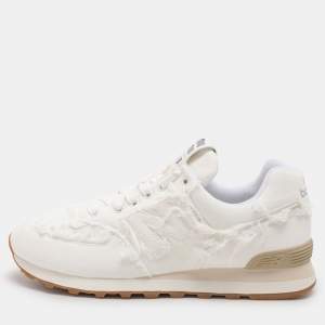 Miu Miu x New Balance White Canvas 574 Athletic Low Top Sneakers Size 41