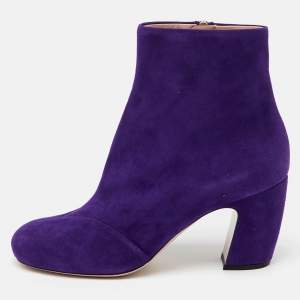 Miu Miu Purple Suede Ankle Length Boots Size 37.5