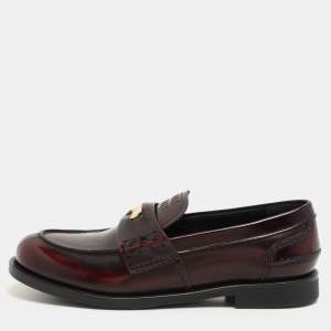 Miu Miu Burgundy Leather Penny Loafers Size 37