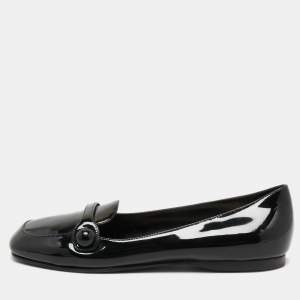 Miu Miu Black Patent Leather Slip On Loafers Size 36