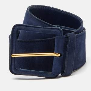 Miu Miu Blue Suede Waist Belt 75CM