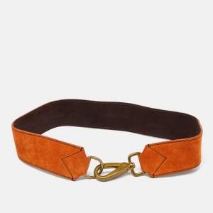 Miu Miu Orange Suede Clasp Belt 70 CM