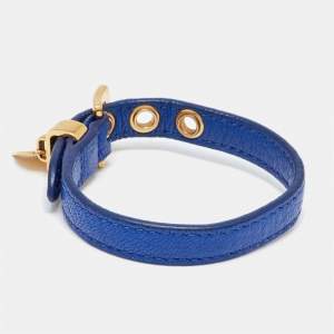 Miu Miu Blue Leather Heart Charm Wrap Bracelet