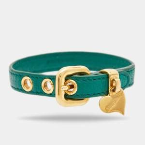 Miu Miu Leather Gold Tone Bracelet