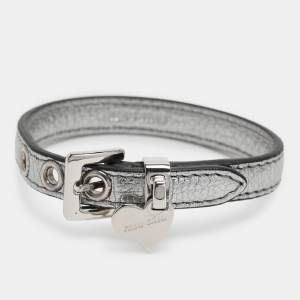 Miu Miu Silver Leather Wrap Bracelet