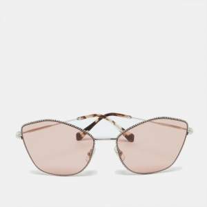 Miu Miu Silver Tone/Pink SMU60V Cat Eye Sunglasses 