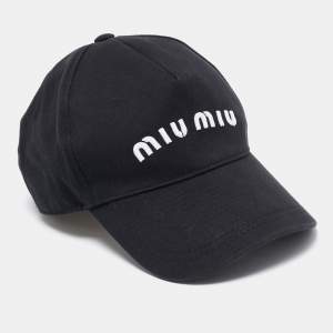 Miu Miu Black Logo Embroidered Cotton Baseball Cap S
