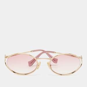 Miu Miu Pink Gradient SMU52Y Logo Oval Sunglasses