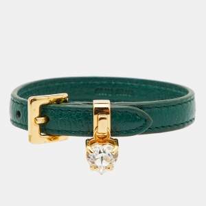 Miu Miu Crystal Green Leather Bracelet
